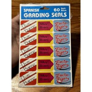 Paper Magic Group 60 Self Stick Spanish Grading Seal Stickers USA 90s VTG